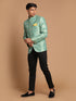 Vastramay Men's Green Woven Jodhpuri