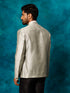 Vastramay Men's Beige Silk Blend Woven Jodhpuri