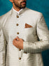 Vastramay Men's Beige Silk Blend Woven Jodhpuri