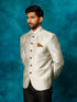 Vastramay Men's Beige Silk Blend Woven Jodhpuri