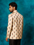 Vastramay Men's Beige Printed Silk Jodhpuri