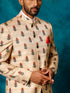 Vastramay Men's Beige Printed Silk Jodhpuri