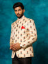 Vastramay Men's Beige Printed Silk Jodhpuri