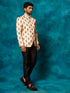 Vastramay Men's Beige Printed Silk Jodhpuri