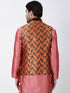 VASTRAMAY Men's Orange Cotton Silk Blend Ethnic Jacket