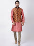 VASTRAMAY Men's Orange Cotton Silk Blend Ethnic Jacket