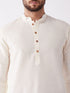 Vastramay Men's Cream And Maroon Silk Blend Kurta And Dhoti Set