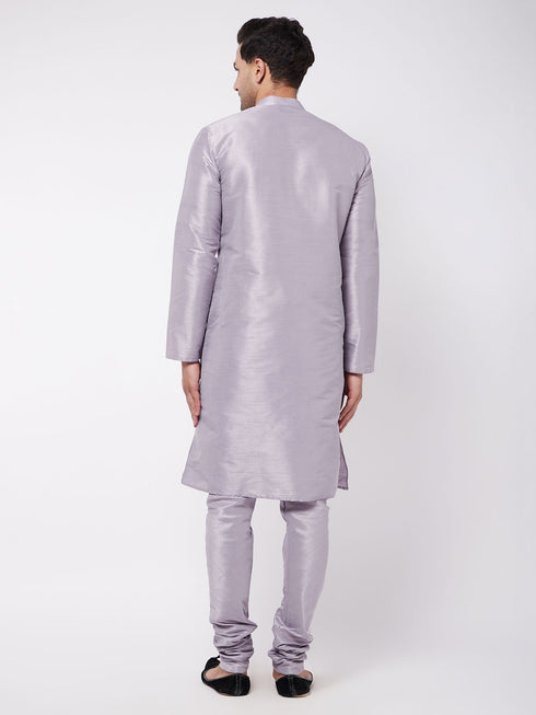 Vastramay Men's Lavender Silk Blend Kurta and Pyjama Set