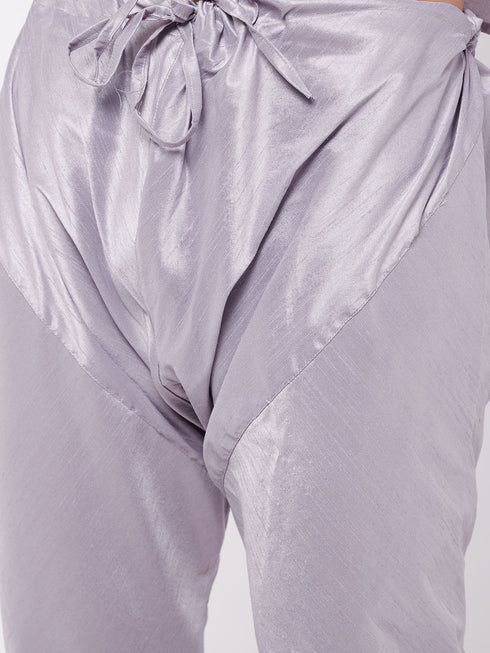 Vastramay Men's Lavender Silk Blend Kurta and Pyjama Set
