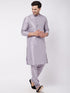 Vastramay Men's Lavender Silk Blend Kurta and Pyjama Set