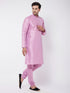 Vastramay Men's Onion Pink Silk Blend Kurta and Pyjama Set