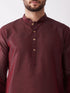 Vastramay Men's Burgundy Silk Blend Kurta And Gold Dhoti Set