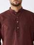 Vastramay Men's Burgundy And Gold Silk Blend Kurta And Dhoti Set