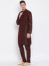 Vastramay Men's Burgundy Silk Blend Kurta and Pyjama Set