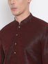 Vastramay Men's Burgundy Silk Blend Kurta and Pyjama Set