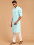 Vastramay Men's Aqua Blue Cotton Kurta and Pyjama Set