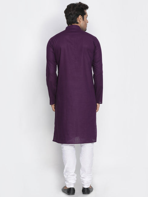 Vastramay Purple Cotton Baap Beta Kurta Pyjama Set