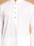 Vastramay Men's White Cotton Kurta With White Cotton Pant Style Pyjama Set