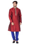 VASTRAMAY Men's Maroon Cotton Silk Blend Kurta and Pyjama Set