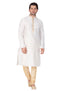 Vastramay Men's White Cotton Silk Blend Kurta and Pyjama Set