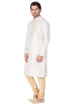 Vastramay Men's White Cotton Silk Blend Kurta and Pyjama Set