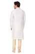 Vastramay Men's White Cotton Silk Blend Kurta and Pyjama Set
