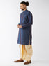 Vastramay Men's Blue Zari Weaved Kurta Dhoti Set