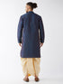 Vastramay Men's Blue Zari Weaved Kurta Dhoti Set