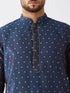 Vastramay Men's Blue Zari Weaved Kurta Dhoti Set