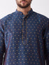 Vastramay Men's Blue Zari Weaved Kurta Dhoti Set
