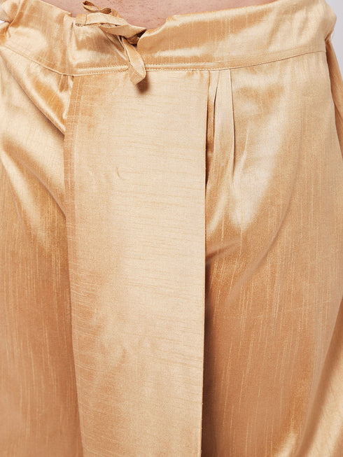 Vastramay Men's Blue Zari Weaved Kurta Dhoti Set