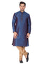 Vastramay Men's Blue Zari Weaved Kurta Pyjama Set