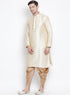 Vastramay Men's Gold Zari Weaved Kurta Dhoti Set