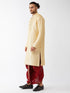 Vastramay Men's Gold Zari Weaved Kurta Dhoti Set