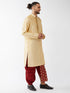 Vastramay Men's Gold Zari Weaved Kurta Dhoti Set