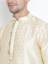 Vastramay Vastramay Men's Gold Zari Weaved Kurta Pyjama Set