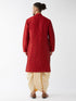 Vastramay Men's Maroon Zari Weaved Kurta Dhoti Set