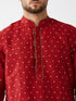 Vastramay Men's Maroon Zari Weaved Kurta Dhoti Set