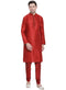 Vastramay Men's Maroon Zari Weaved Kurta Pyjama Set