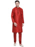 Vastramay Men's Maroon Zari Weaved Kurta Pyjama Set