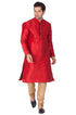 Vastramay Men's Maroon Zari Weaved Kurta Pyjama Set
