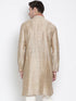 Vastramay Men's Beige Cotton Silk Blend Kurta