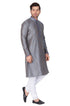 VASTRAMAY Men's Grey Cotton Silk Blend Kurta and Pyjama Set