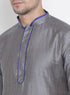 VASTRAMAY Men's Grey Cotton Silk Blend Kurta