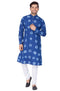Vastramay Men's Blue Cotton Kurta and Pyjama Set