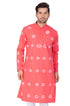 Vastramay Men's Pink Bandhni Print Cotton Kurta