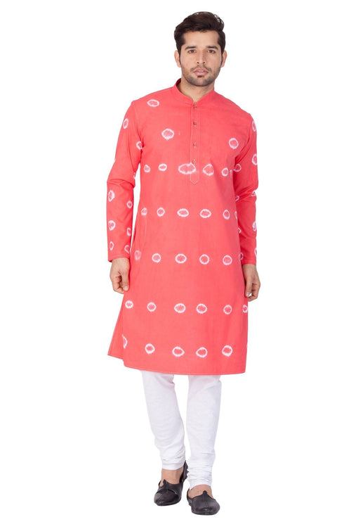 VASTRAMAY Men's Pink Cotton Kurta and Pyjama Set