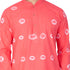 Vastramay Men's Pink Bandhni Print Cotton Kurta