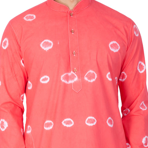 VASTRAMAY Men's Pink Cotton Kurta and Pyjama Set