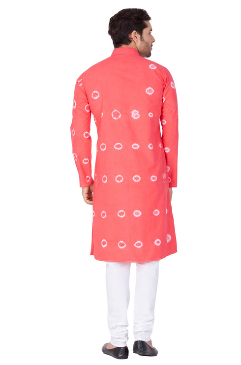 VASTRAMAY Men's Pink Cotton Kurta and Pyjama Set